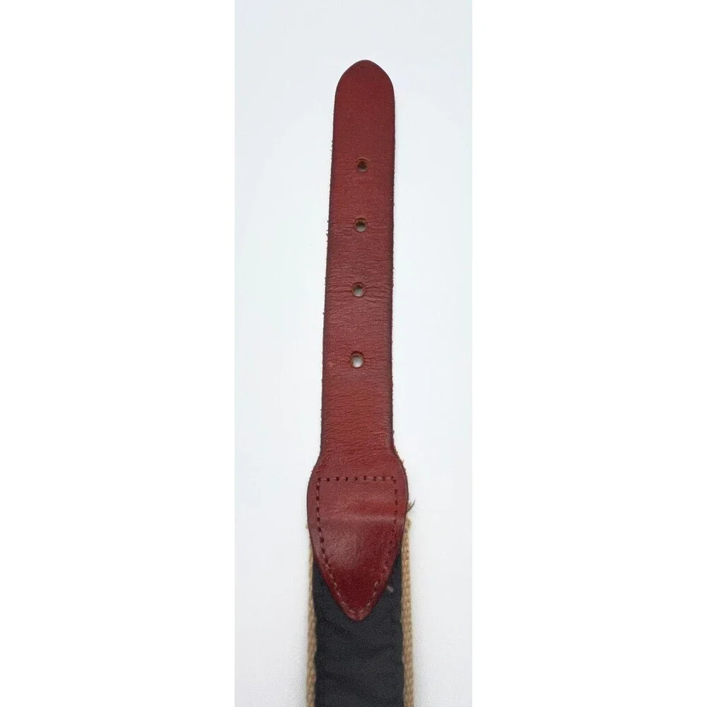 Woodberry Forest School Canvas Ribbon Belt Mens Size 34 Leather Brass Logo VA